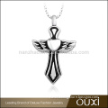 OUXI fashion unisex jewelry top quality cross wing shape custom 316l stainless steel cross pendant necklace